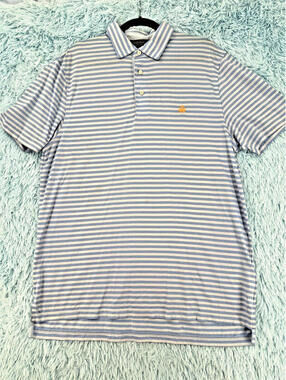 Brook Brothers OriginaFit Large Bright Striped Short Sleeve Polo Shirt Men's